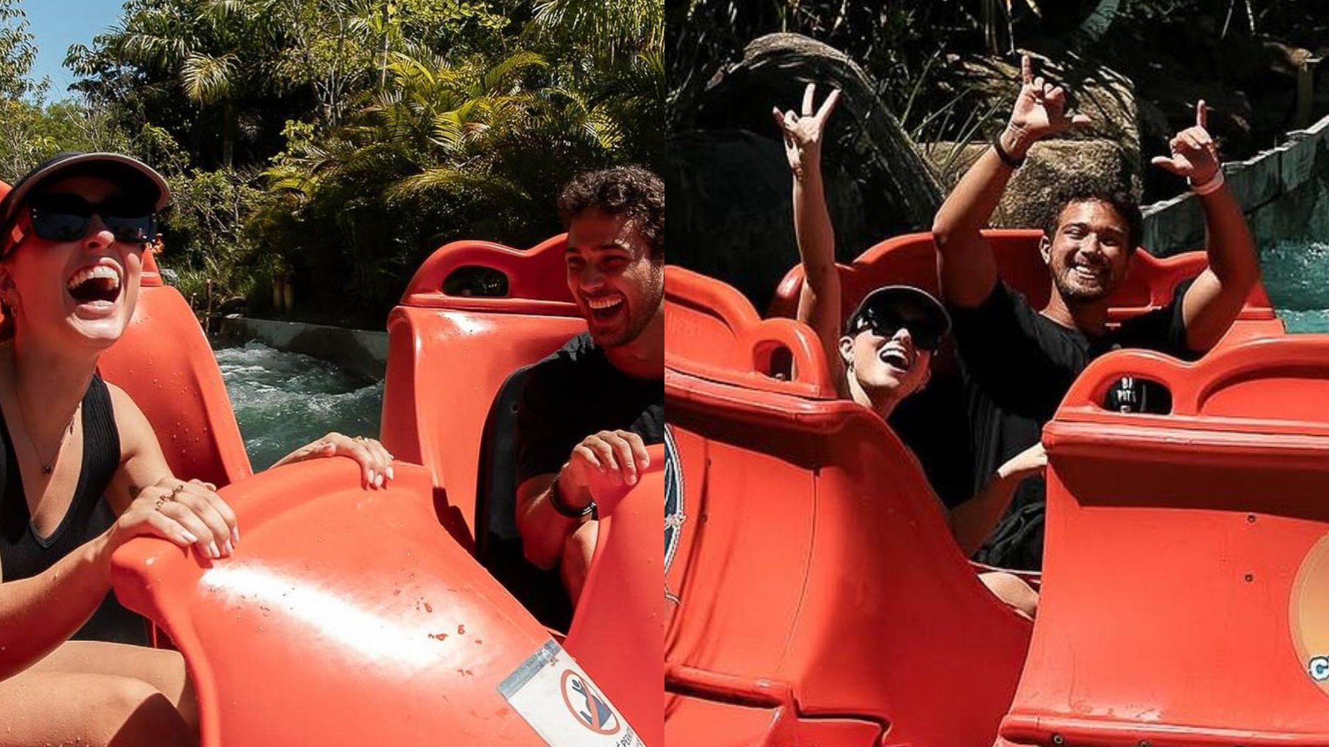 Larissa Manoela curte parque de diversões com a família do marido