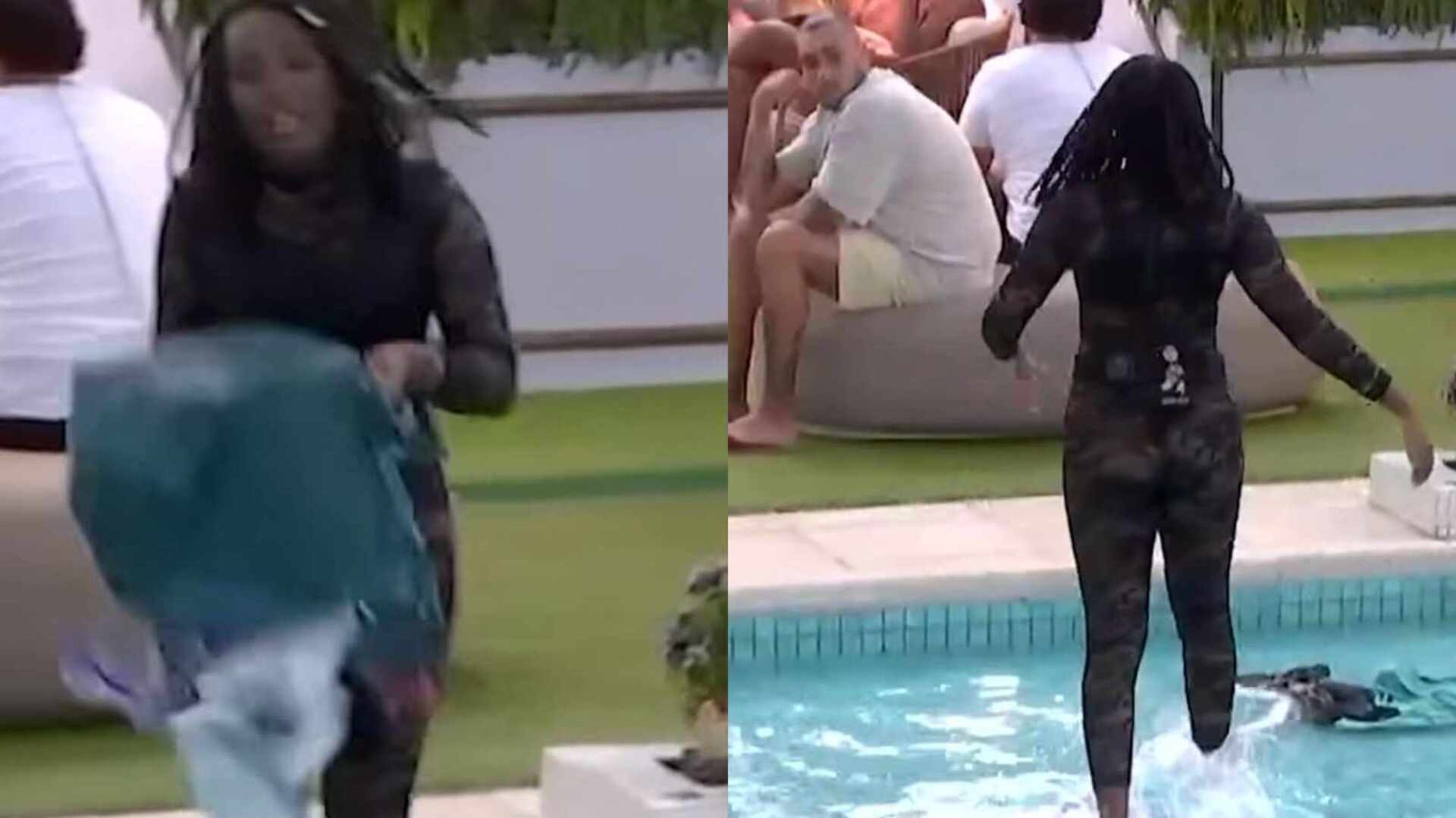 BBB 24: Leidy Elin joga roupas de Davi na piscina durante barraco