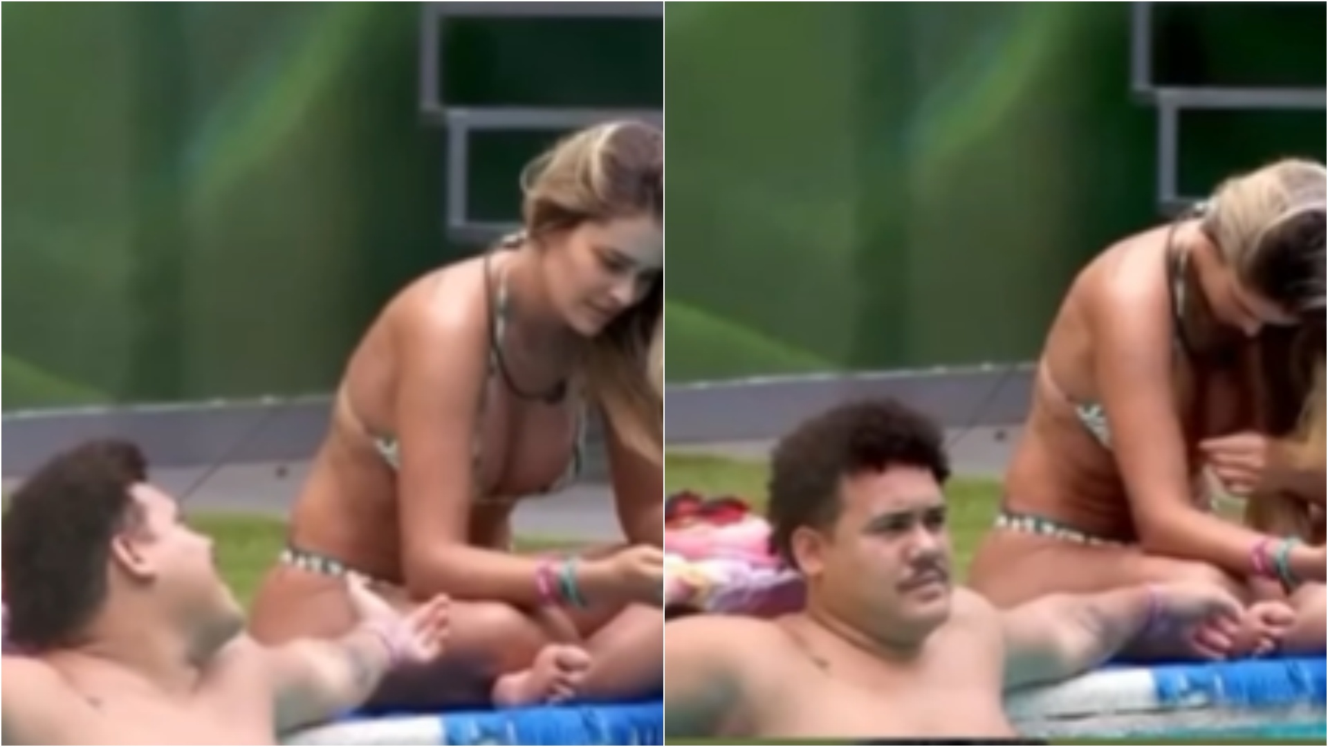 BBB 24: Lucas acaricia Yasmin e canta: “Quer saber se eu to solteiro”