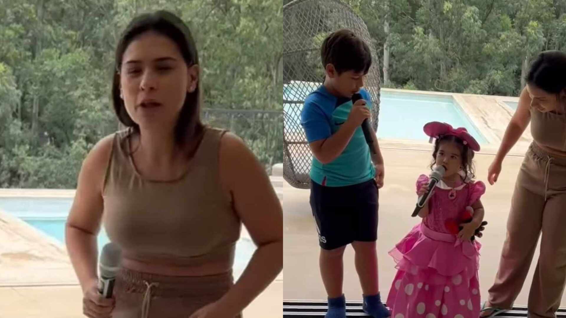 Simone Mendes choca ao cantar com os dois filhos: ‘Minha dupla favorita’