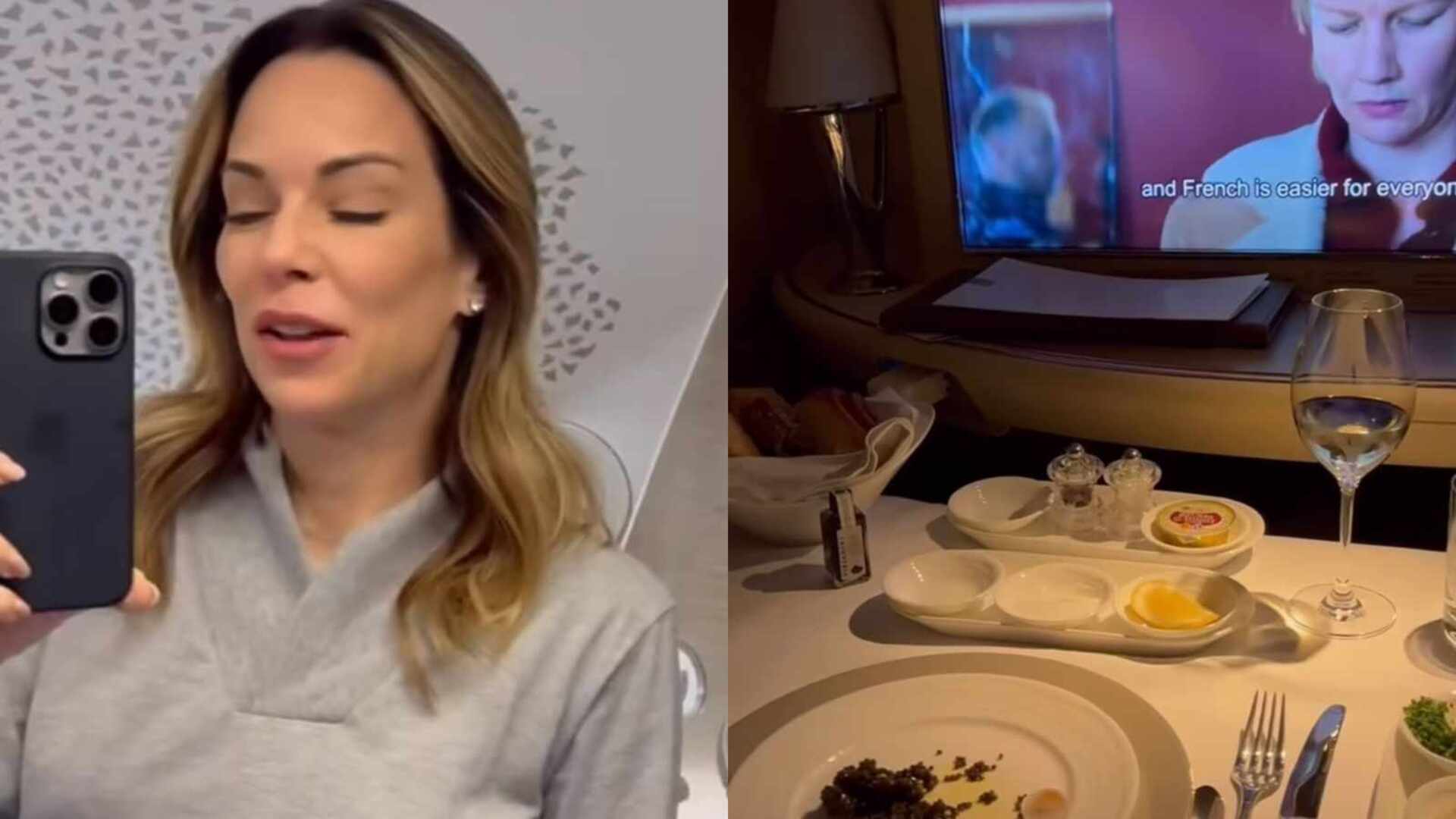 Que luxo! Ana Furtado choca ao tomar banho em avião e mais