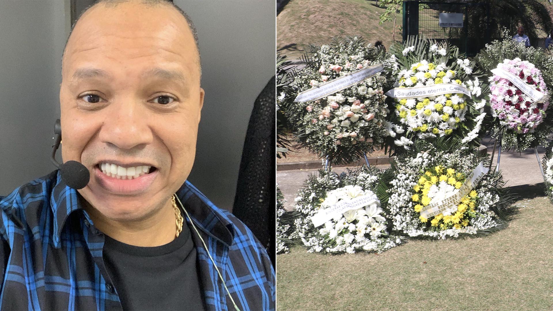 Famosos mandam coroas de flores para o velório de Anderson, do Molejo