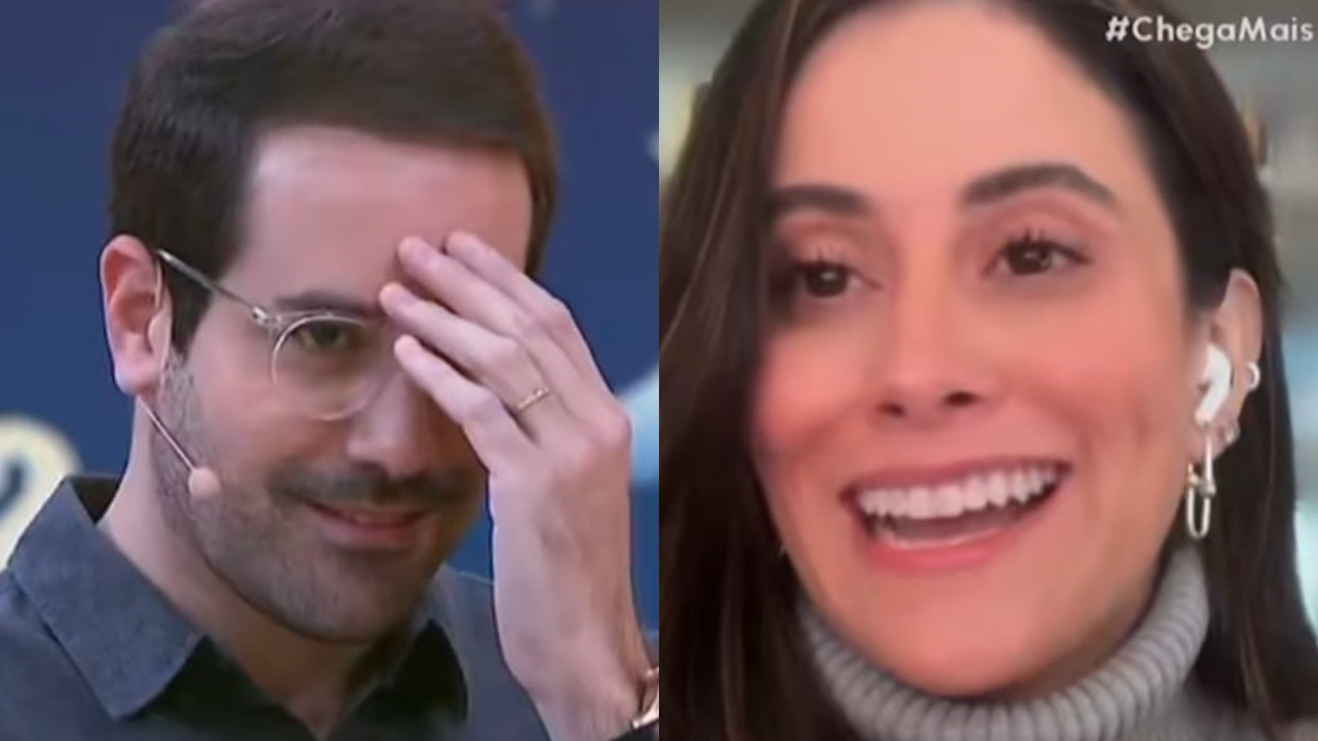 Apresentador do SBT fica sem graça ao ser surpreendido pela esposa em programa