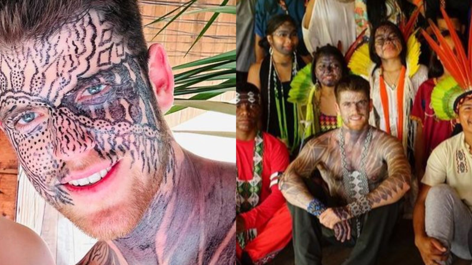 Ator de ‘Elite’ surpreende ao surgir coberto de tatuagens em aldeia brasileira