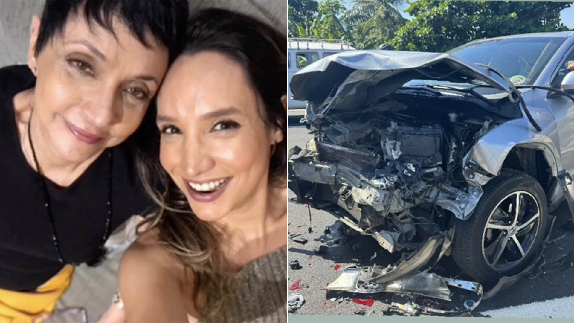 Cininha de Paula e a filha sofrem acidente de carro no Rio de Janeiro