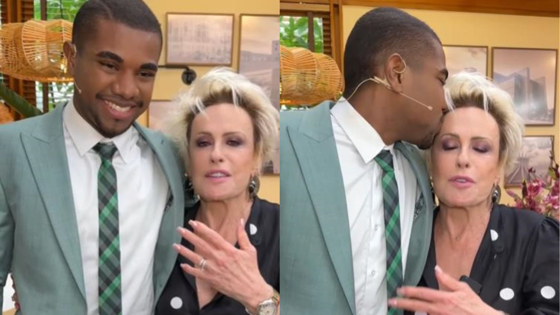 Ana Maria Braga mostra registro ao lado de Davi nos bastidores do ‘Mais Você’