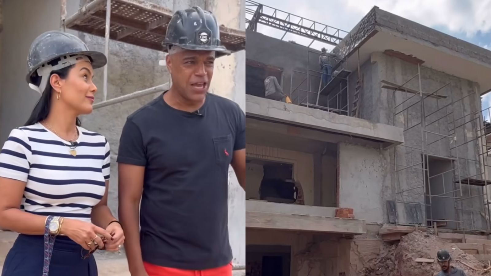 Denílson e Luciele di Camargo impressionam com obras de mansão: ‘Um sonho’