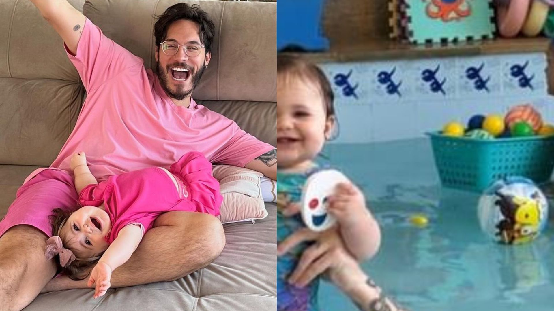 Eliezer encanta ao mostrar a filha com roupa de sereia em aula de natação