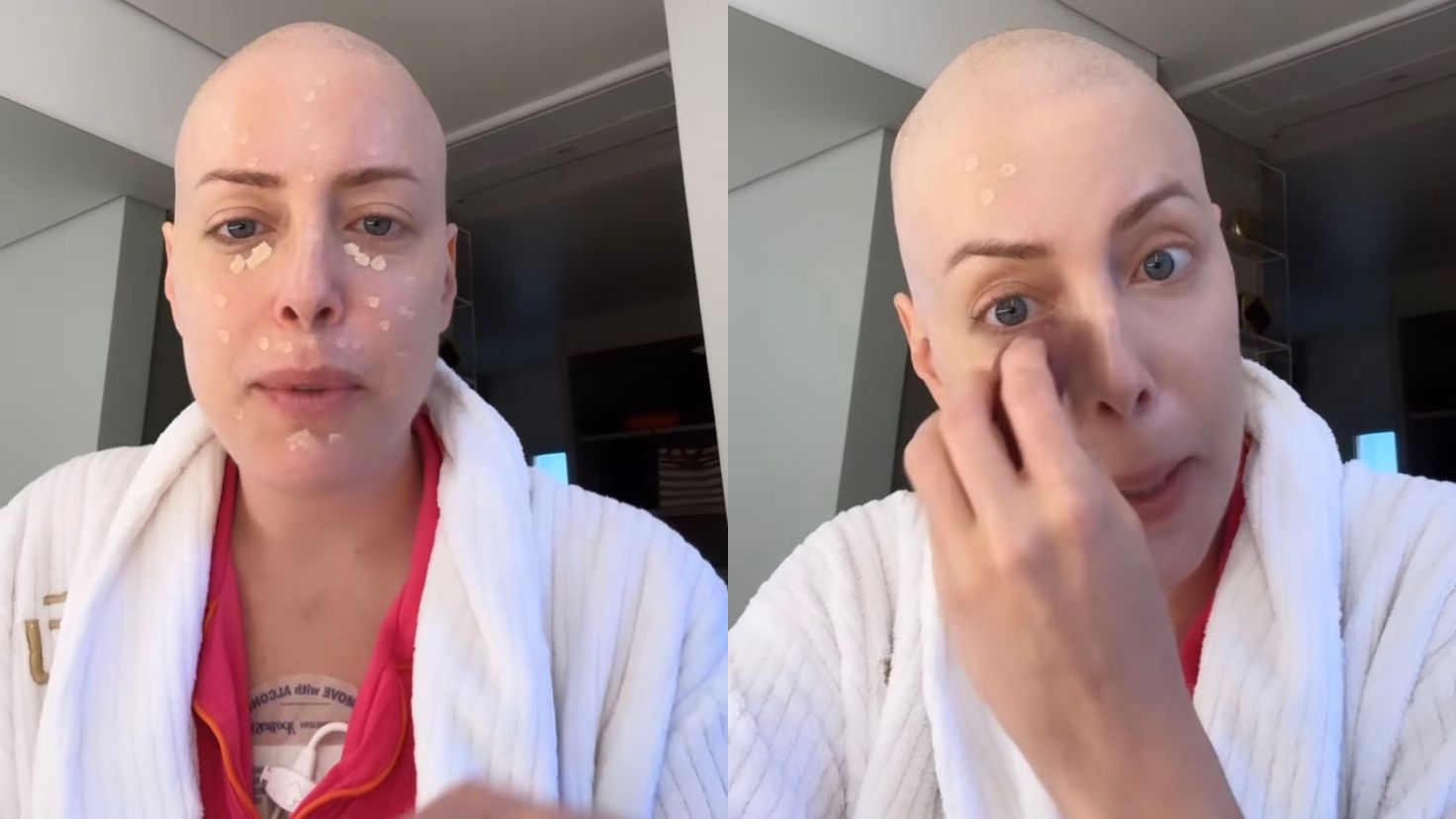 Fabiana Justus mostra técnica para se maquiar depois de raspar o cabelo devido o câncer