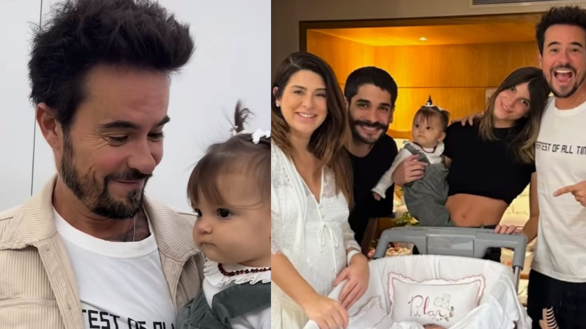 Paulinho Vilhena leva a filha para conhecer bebê de Fernanda Paes Leme