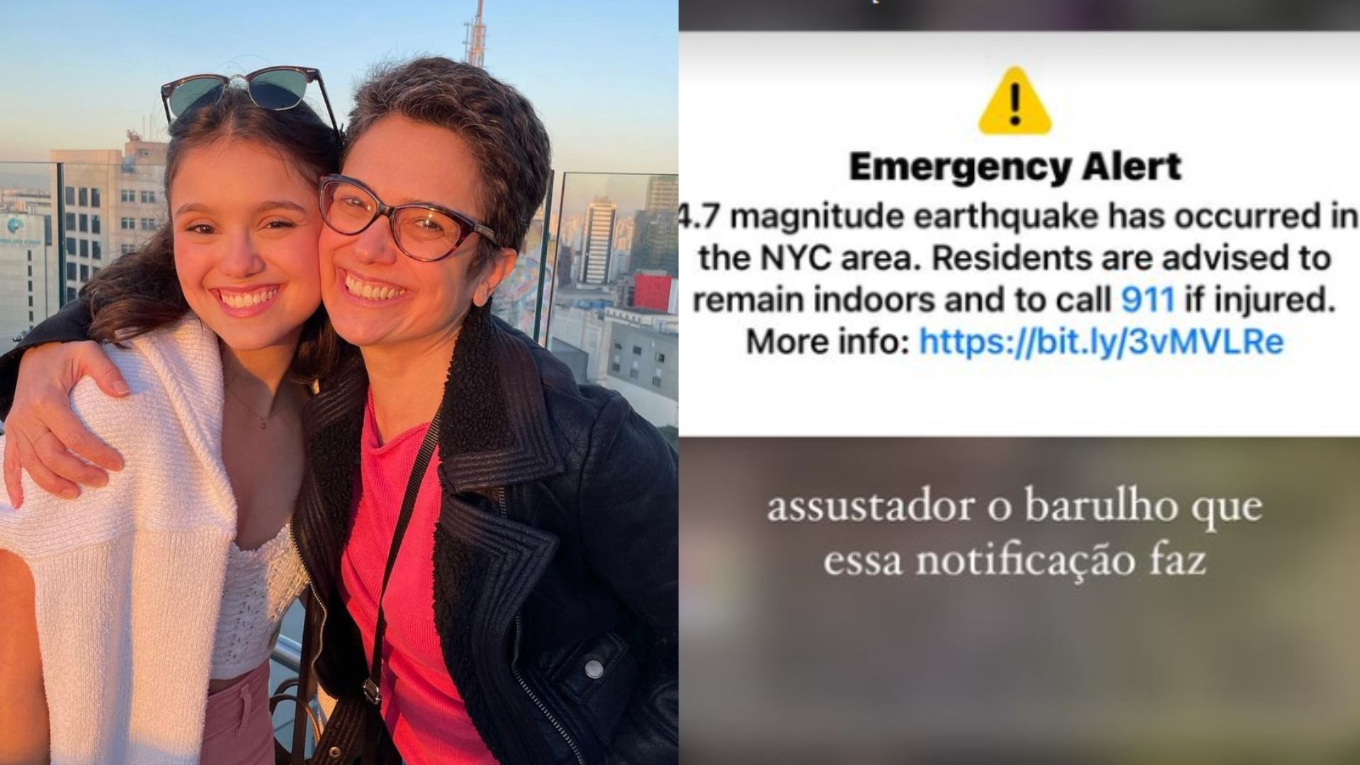 Filha de Sandra Annenberg revela susto com alerta de terremoto em Nova York