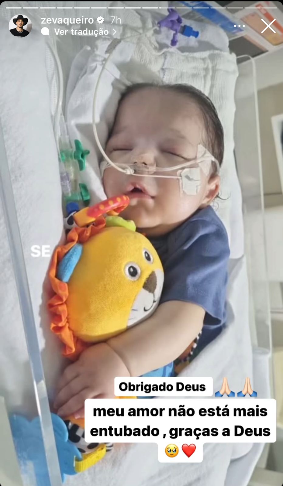 Zé Vaqueiro comemora evolução no quadro do filho caçula - Reprodução/Instagram