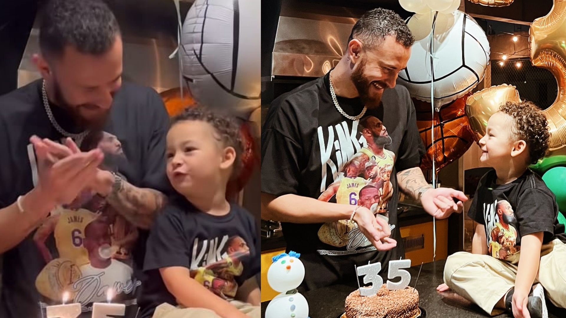 Filho de Fred Bruno rouba a cena em festa de aniversário do pai