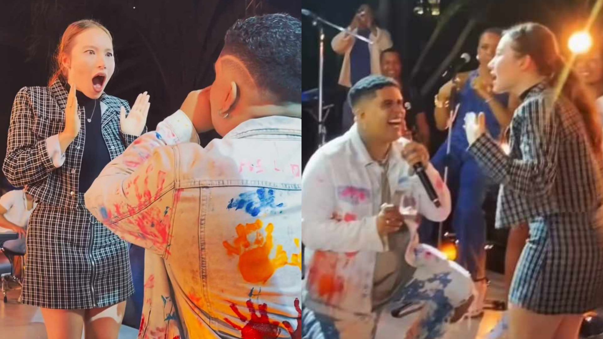 Gaab, filho de Rodriguinho, pede a namorada em casamento durante show