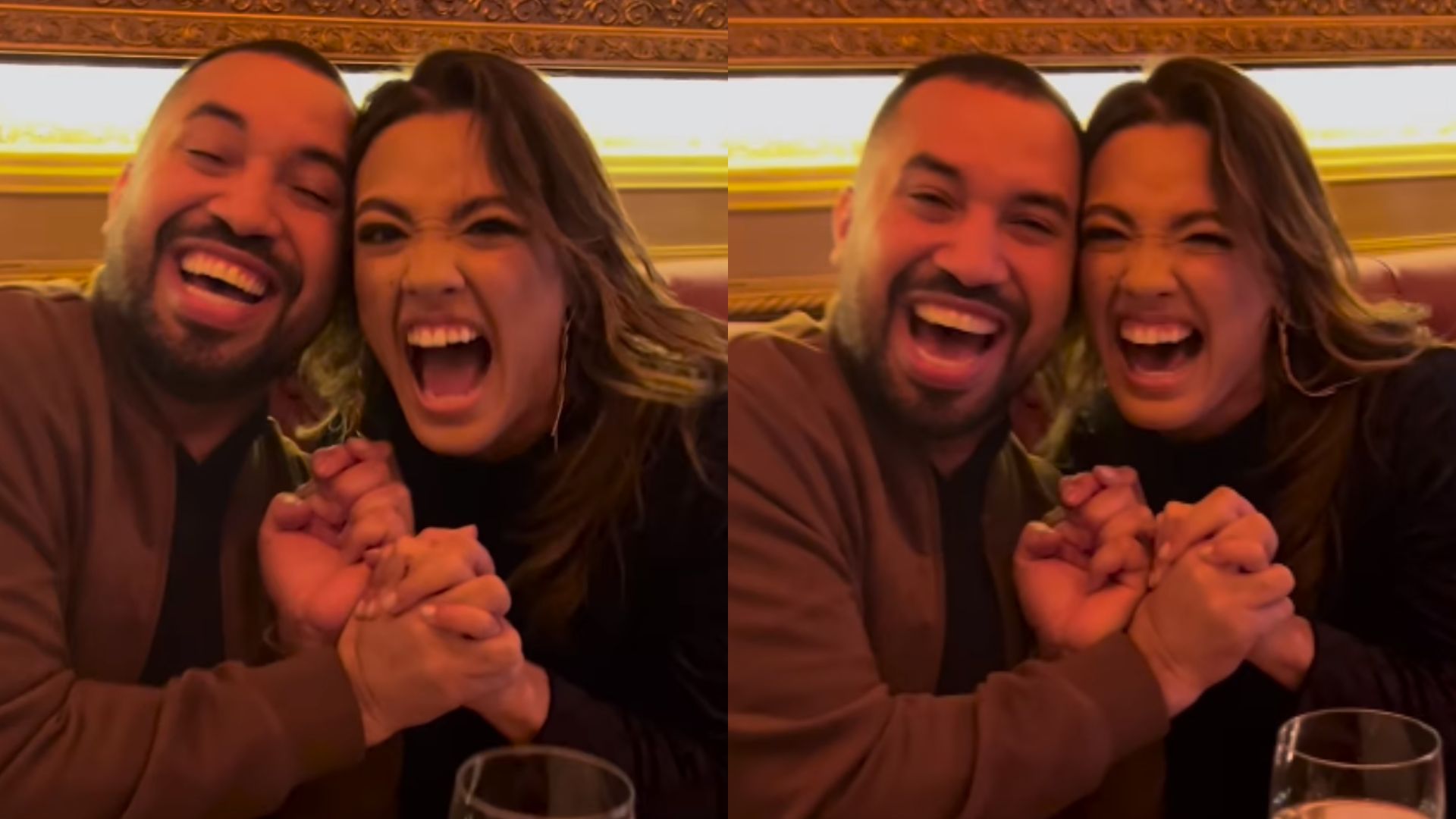 Gil do Vigor e Beatriz se encontram em jantar e brincam: “É o Brasil do Brasil”