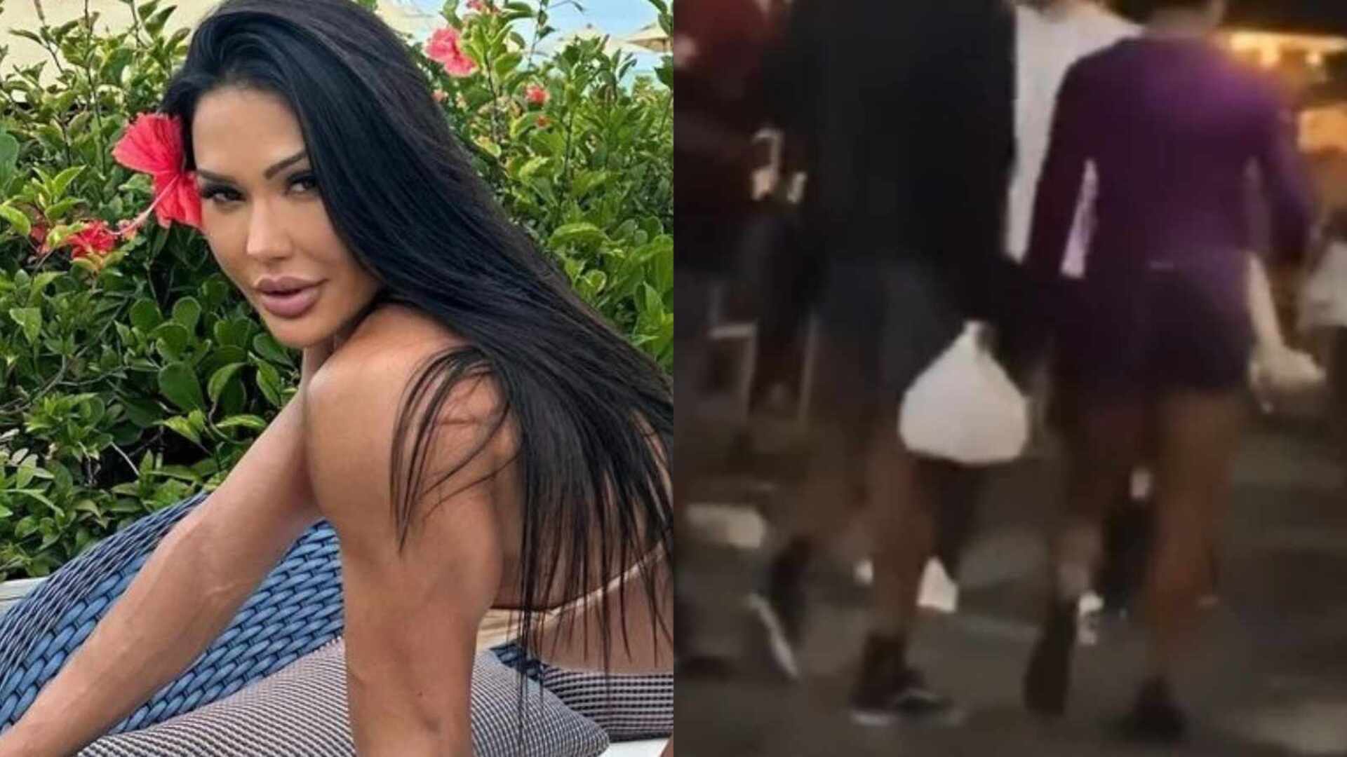É ela? Gracyanne Barbosa causa ao andar com homem na rua