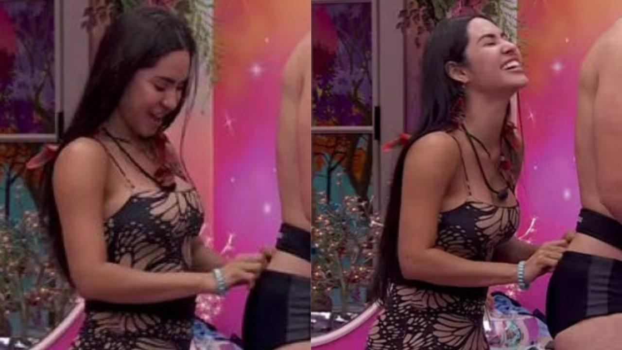 BBB 24: Após bronca de Tadeu, Isabelle dá ajeitadinha em sunga de Matteus