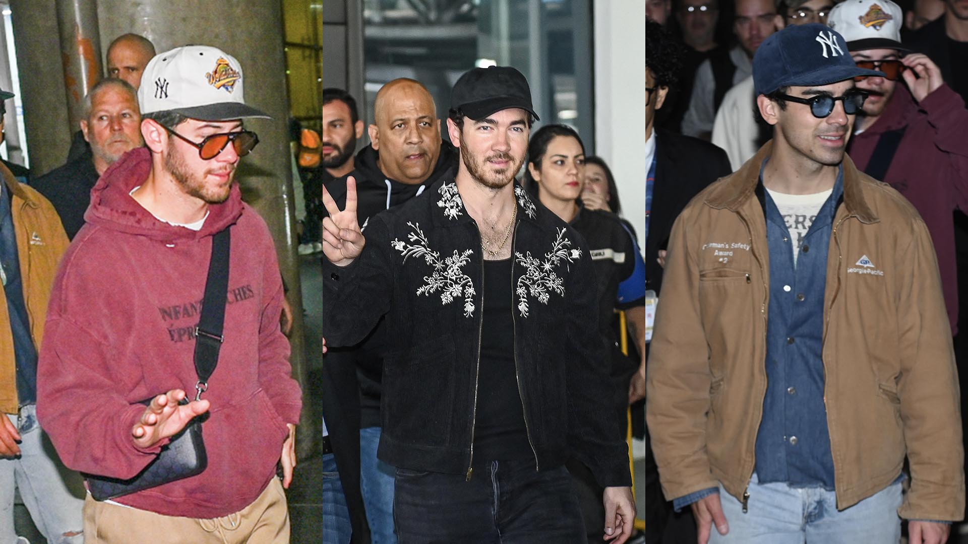 Jonas Brothers chegam ao Brasil para show. Veja como foi o desembarque