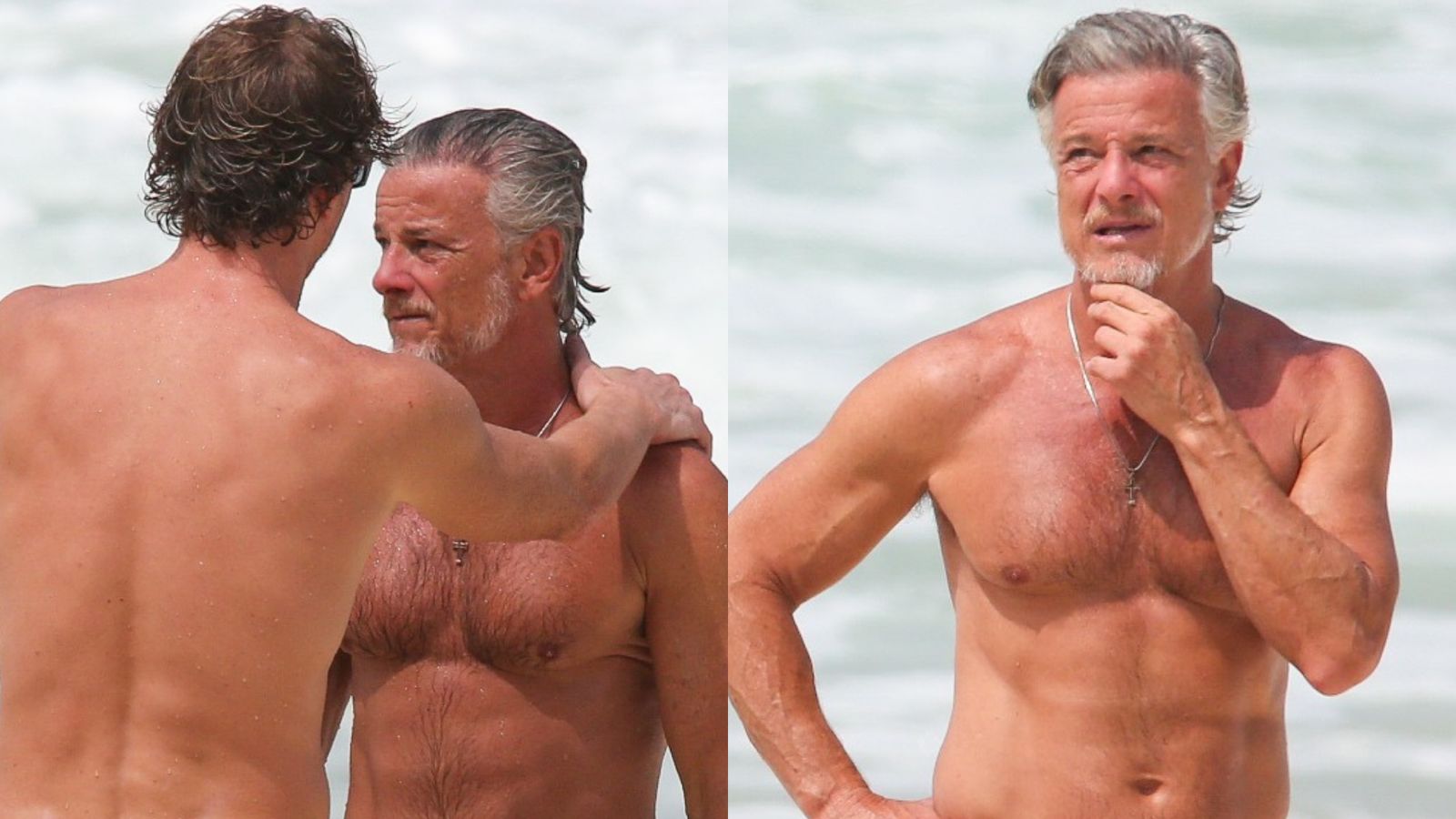 Marcello Novaes faz rara aparição ao curtir praia com o filho, Pedro Novaes