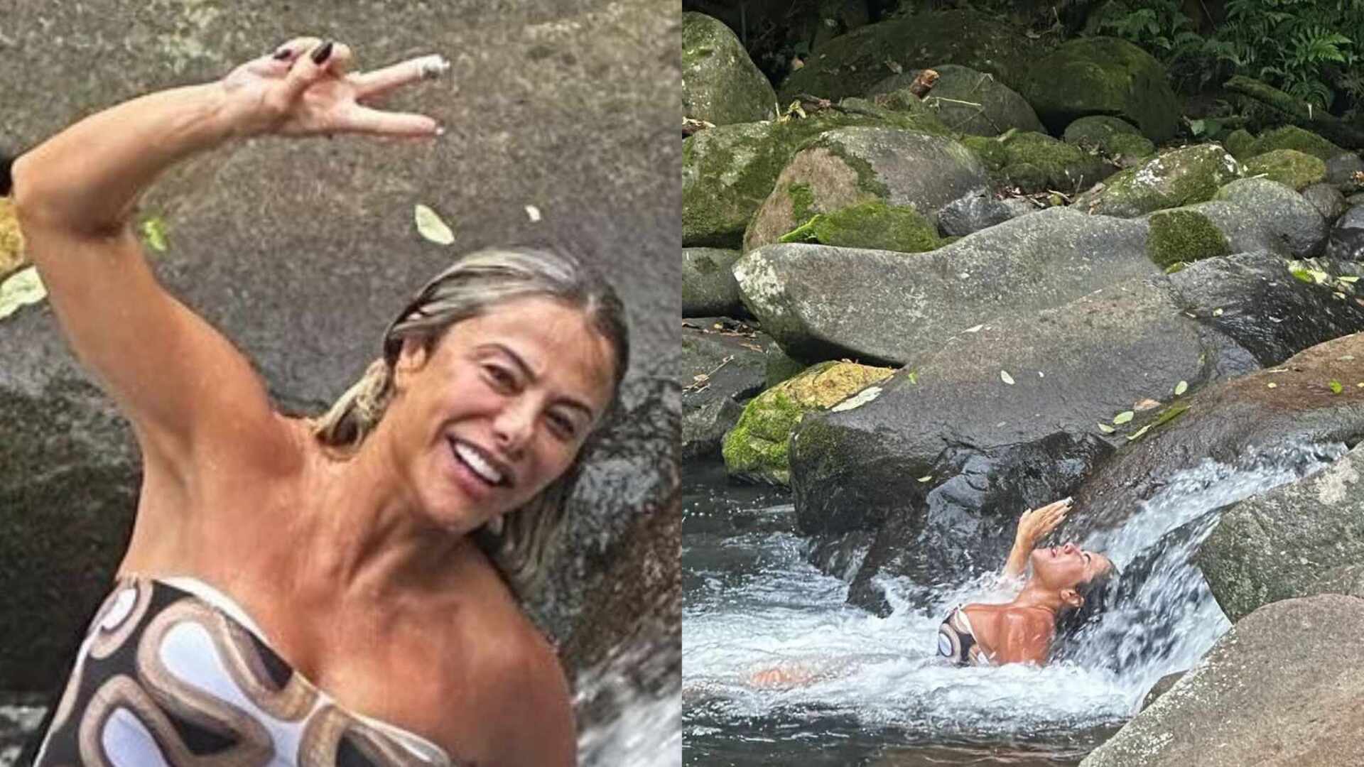 Beleza pura! Poliana Rocha para tudo ao se exibir na cachoeira