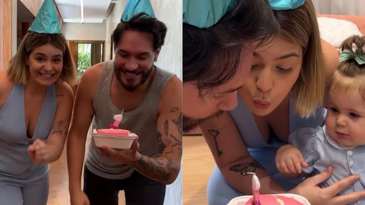 Viih Tube e Eliezer celebram primeiro aniversário da filha com bolinho simples