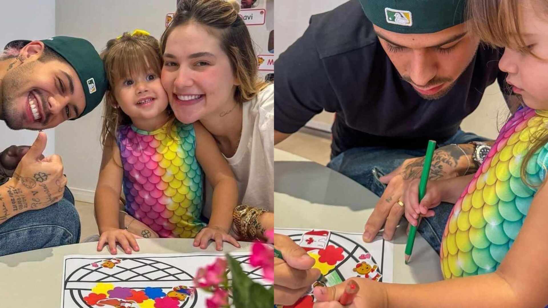 Virginia e Zé Felipe fazem 1ª atividade com a filha na escola: ‘Foi lindo’