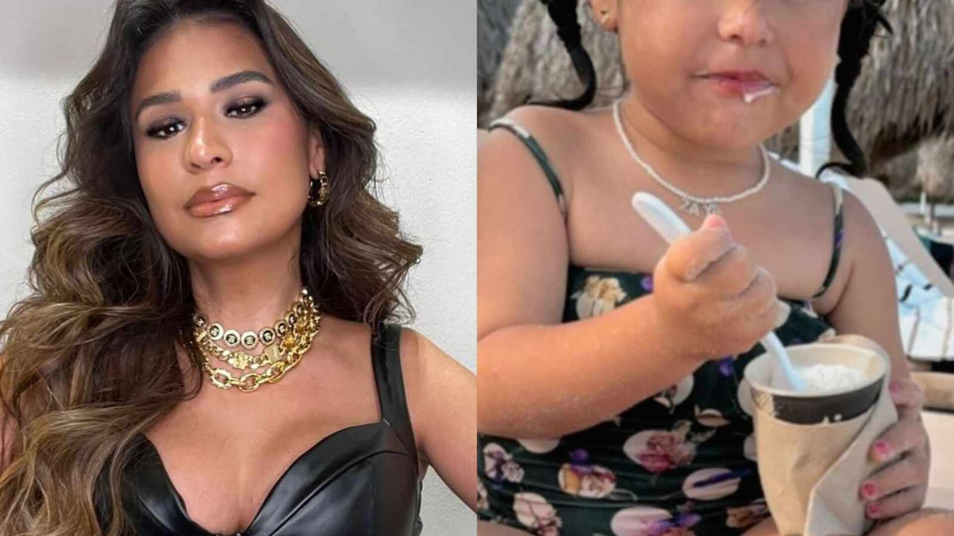 Filha de Simone Mendes esbanja fofura ao aparecer na praia: ‘Bebê milanesa’