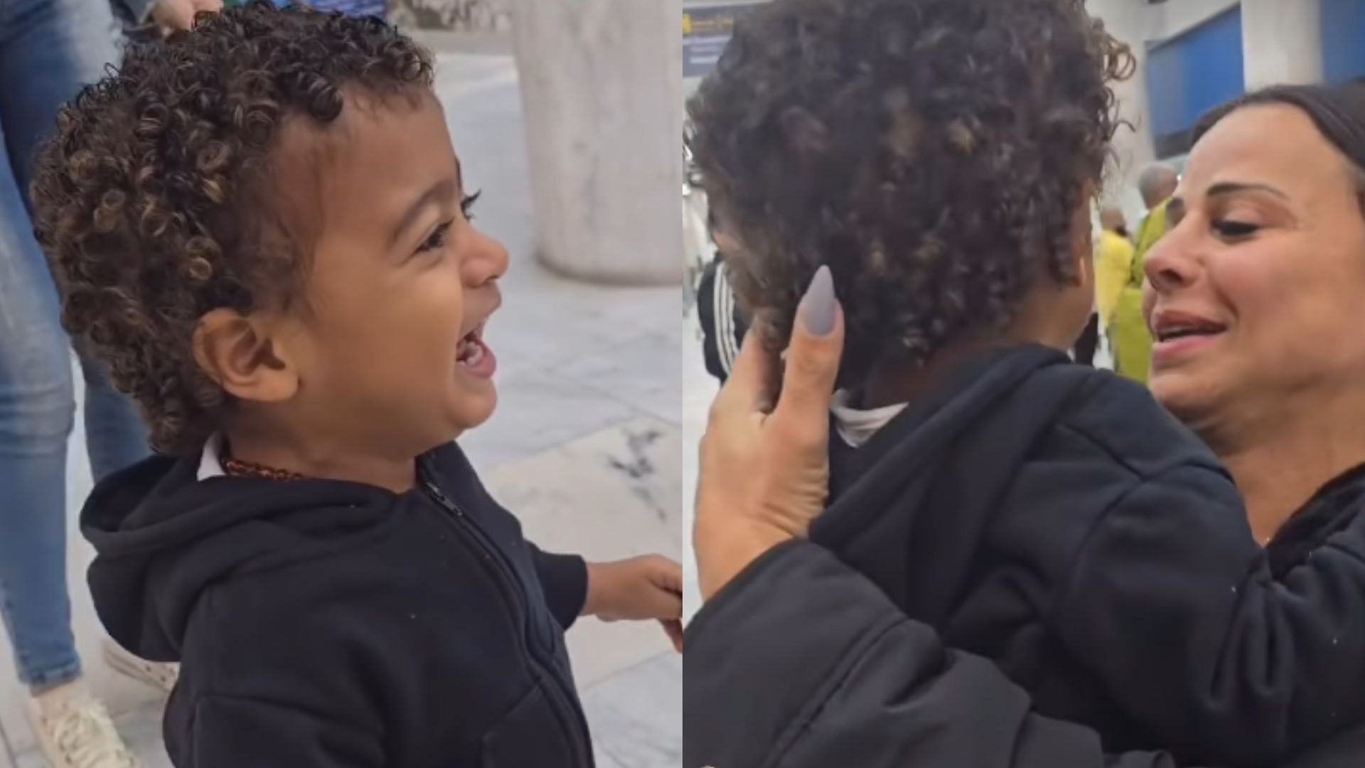 Viviane Araujo se emociona ao reencontrar o filho após viagem: ‘Meu mundo’