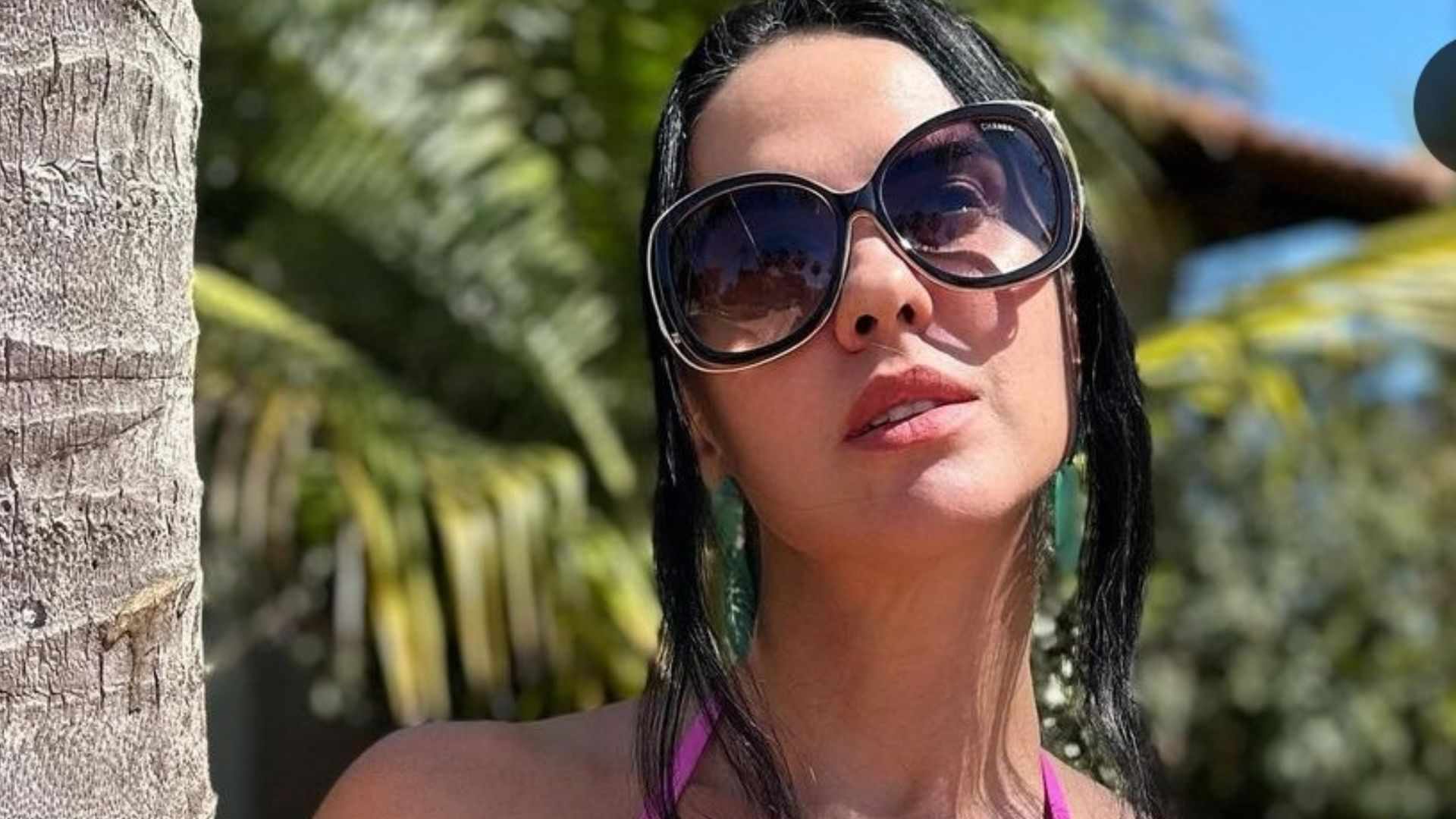 Após perder peso, Graciele Lacerda se exibe na piscina da fazenda