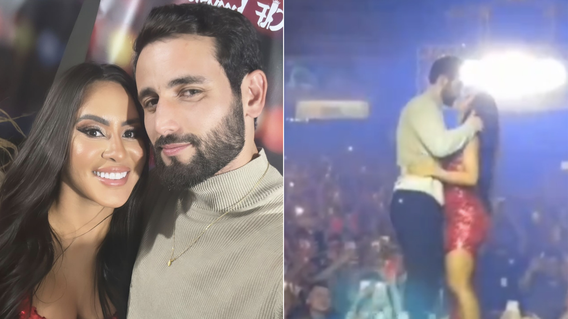 Ex-BBBs Matteus e Isabelle se beijam no palco de show em Manaus