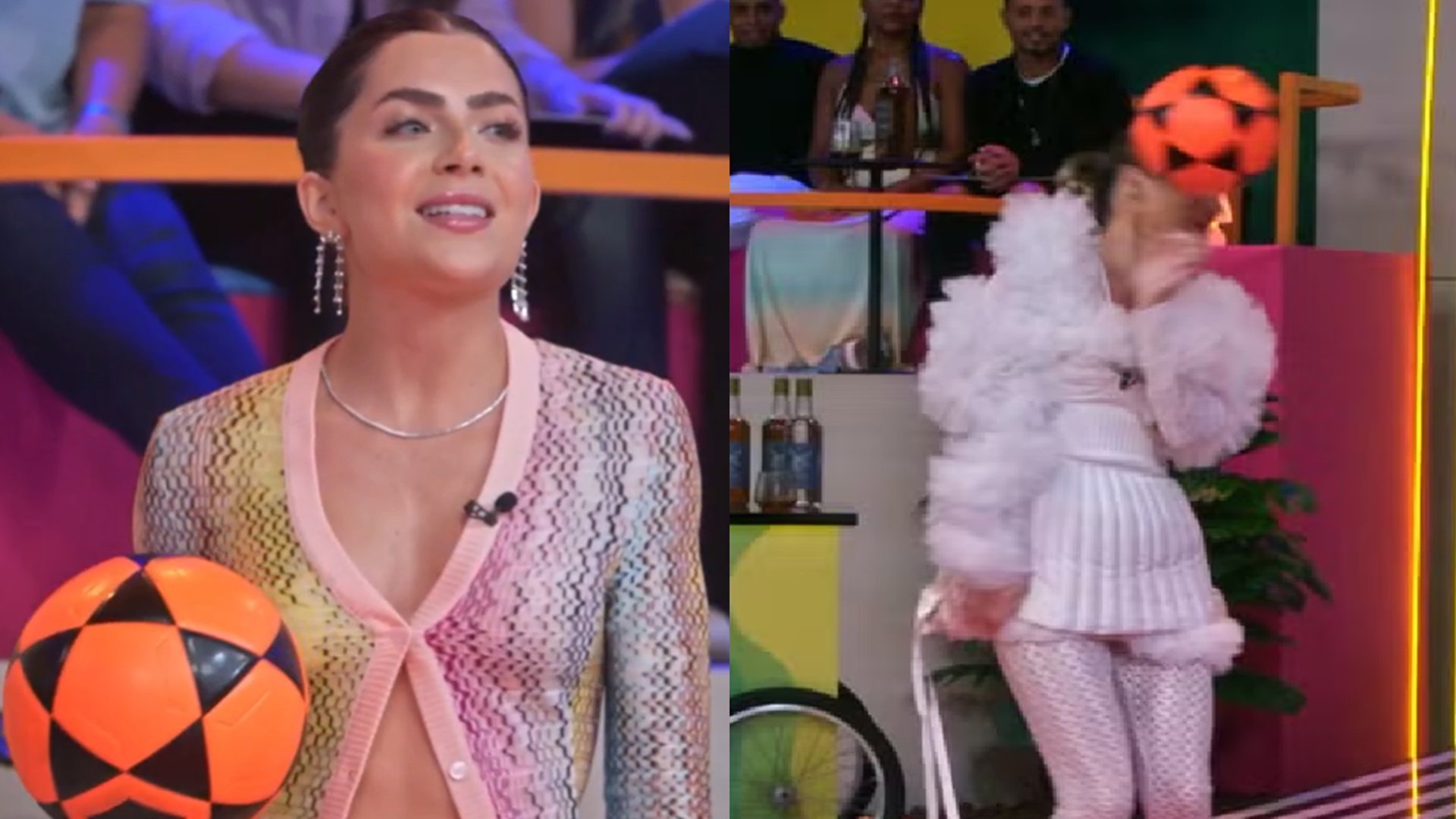 Jade Picon faz embaixadinha e Giovanna Ewbank  quase leva bolada no rosto