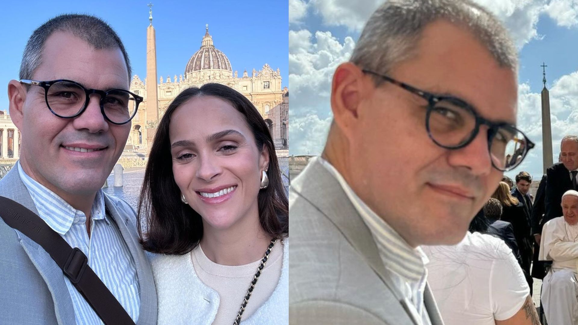 Juliano Cazarré e a esposa registram encontro com o Papa: ‘Inesquecível’