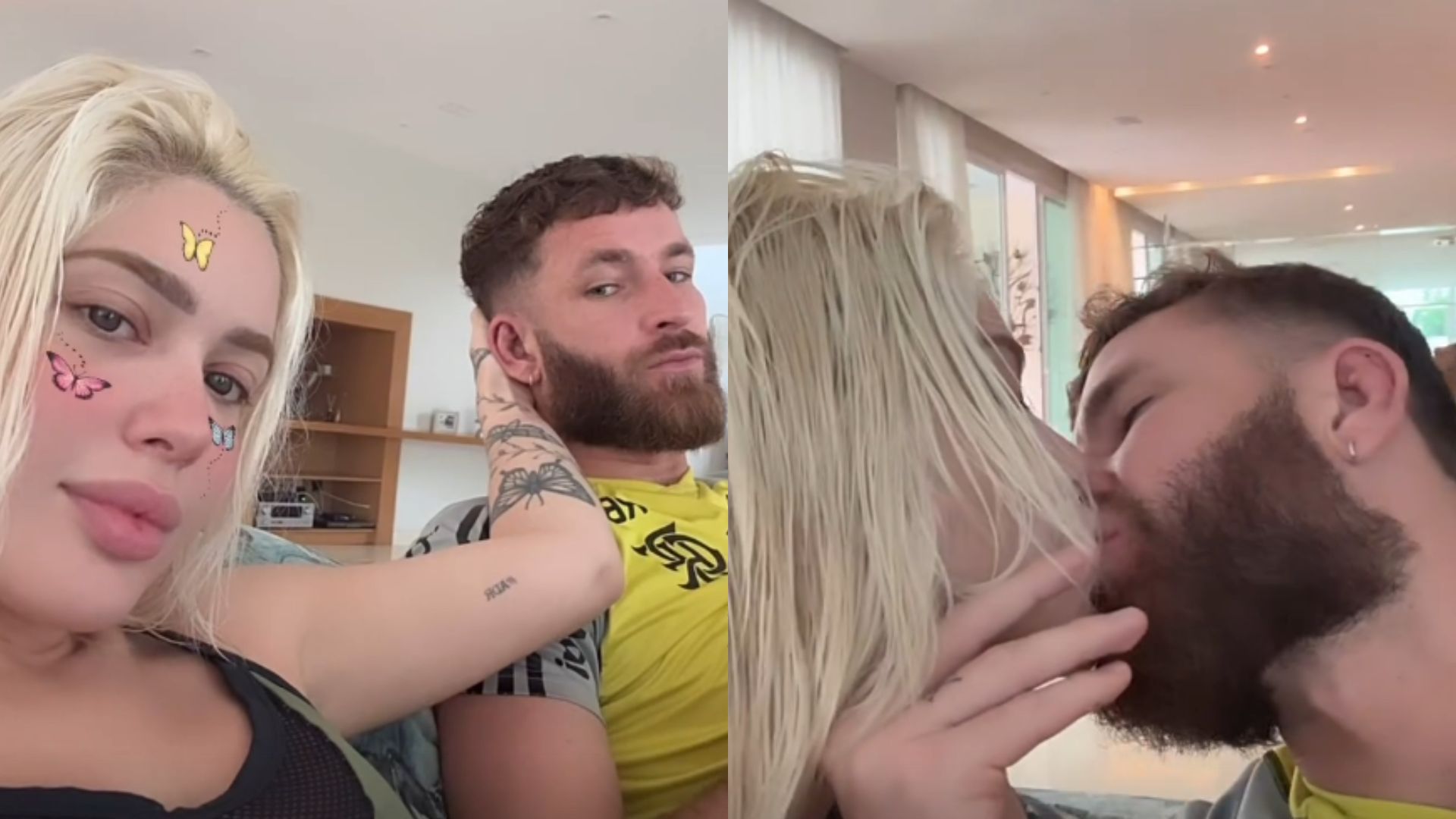 Em meio às polêmicas com Militão, Karoline Lima surge trocando carinhos com Léo Pereira