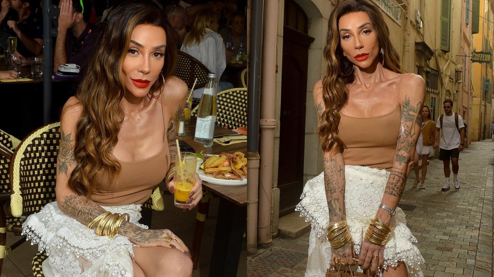 Maya Massafera chama atenção com fenda estratégica durante passeio em Cannes