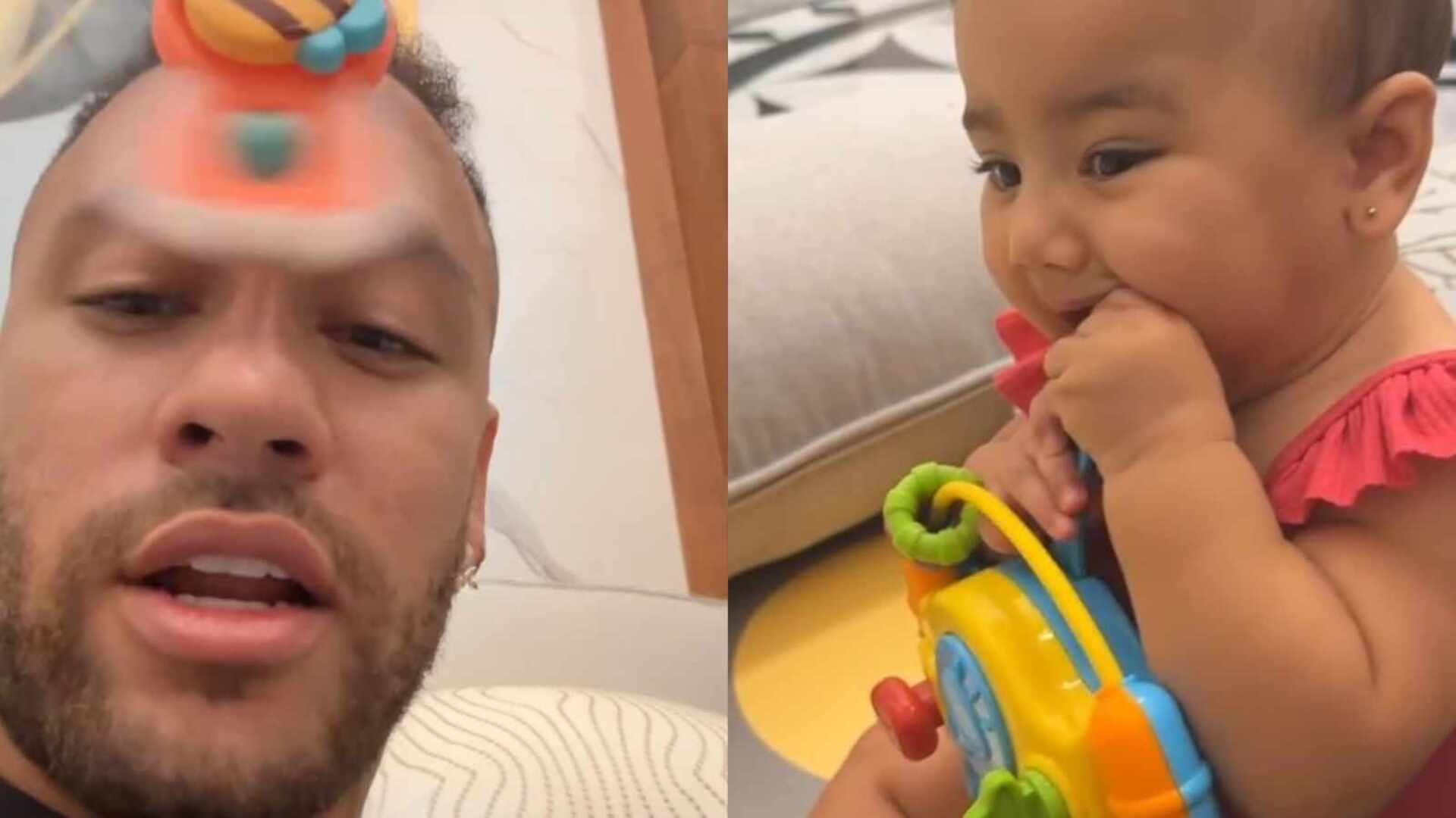 Neymar mostra drama ao brincar com a filha: ‘Ela chora’