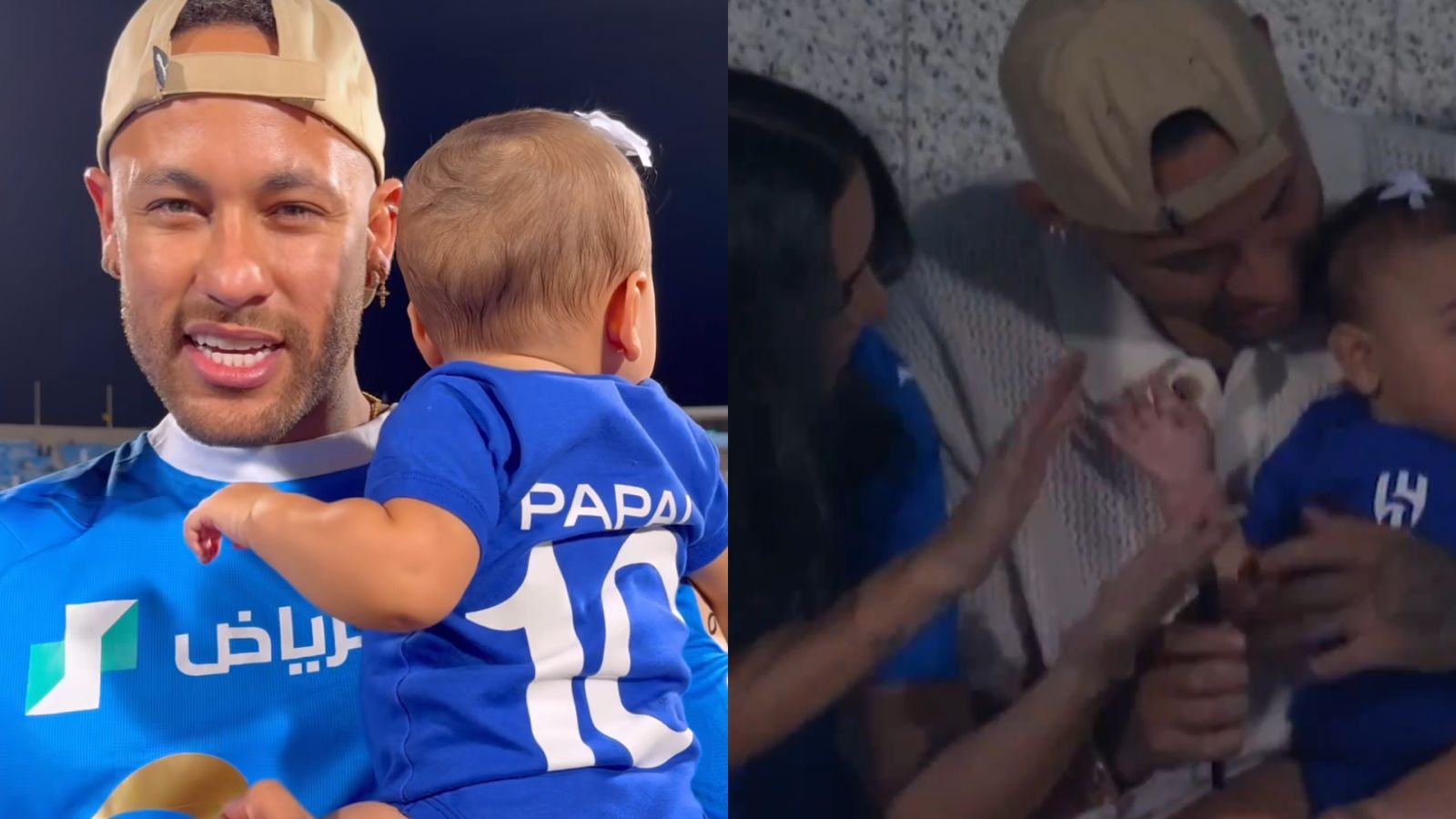 Neymar Jr e Bruna Biancardi levam Mavie para seu primeiro jogo de futebol