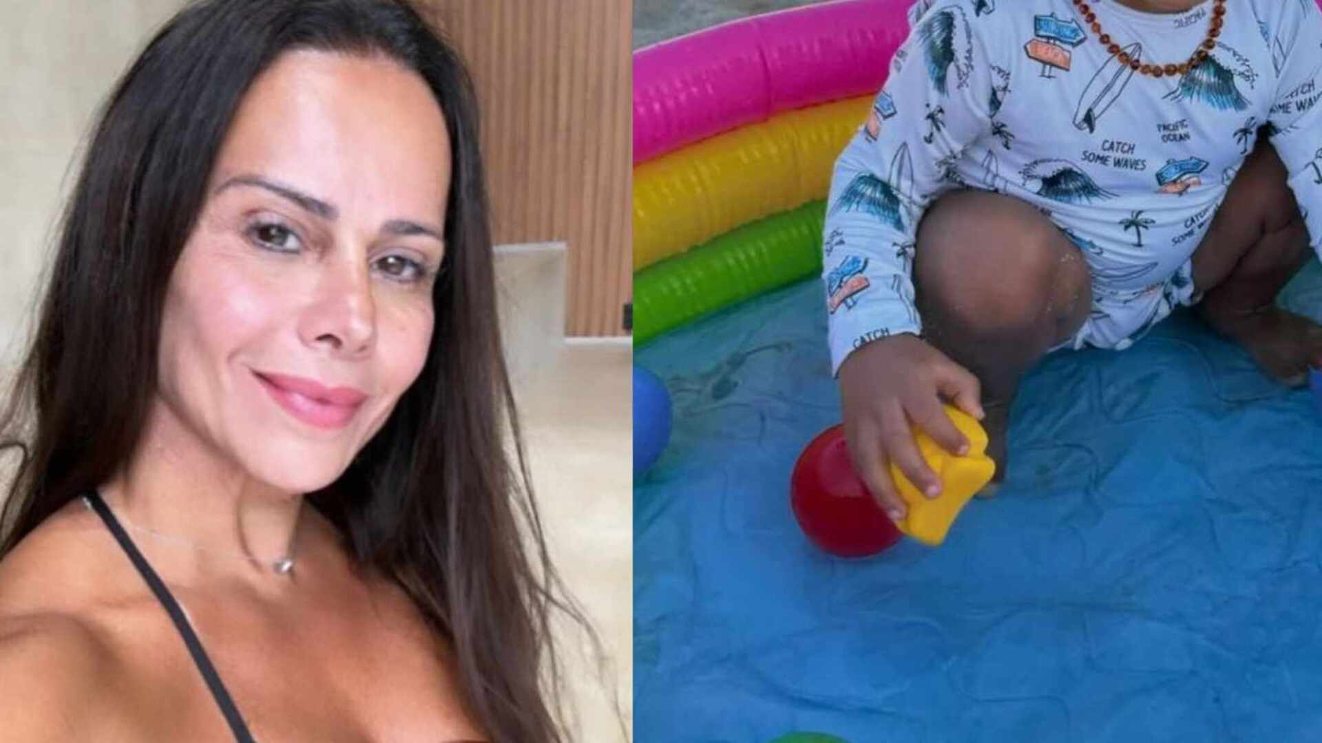 Viviane Araújo ignora polêmicas e curte praia com o filho: ‘Lindo demais’