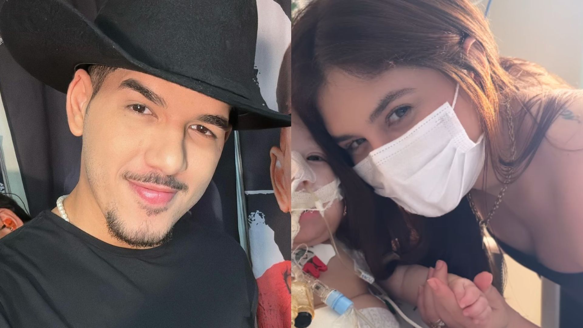 Esposa de Zé Vaqueiro mostra visita ao filho caçula, internado na UTI