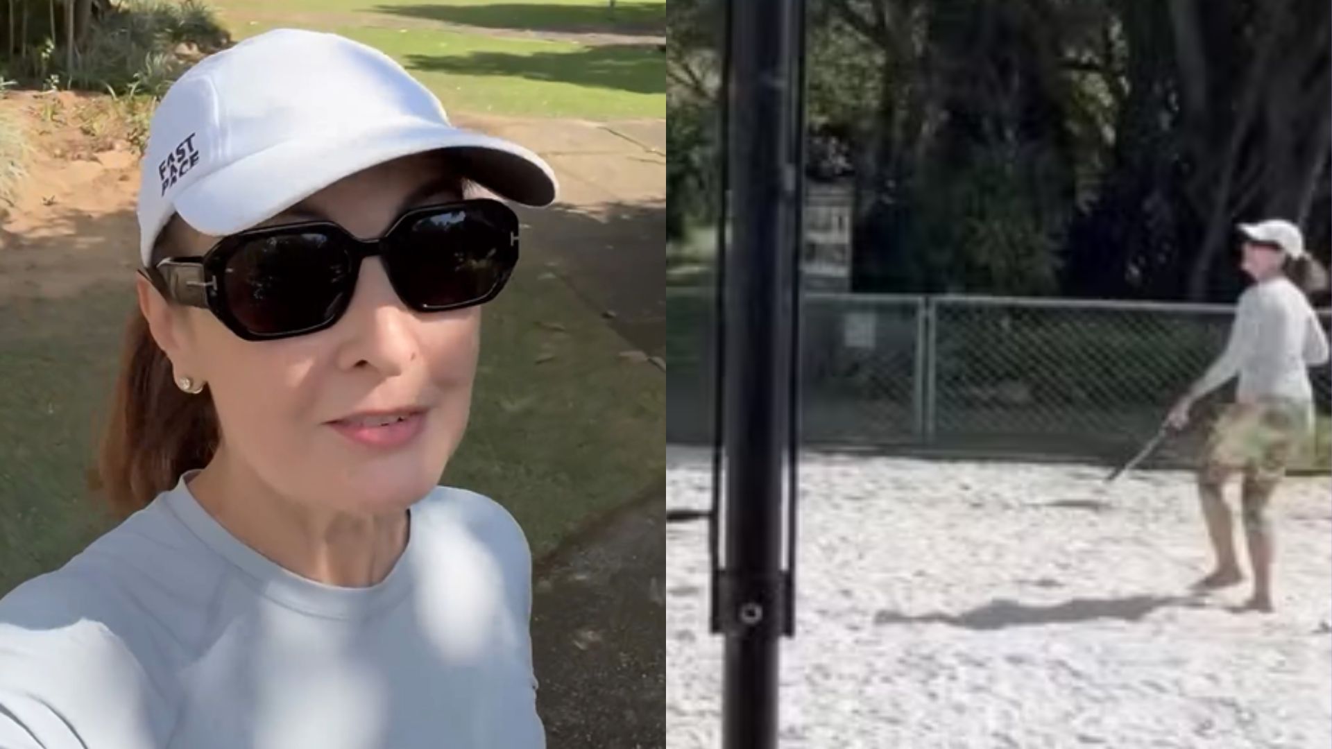 Fátima Bernardes aproveita dia de folga para viajar sozinha e se divertir no beach tennis