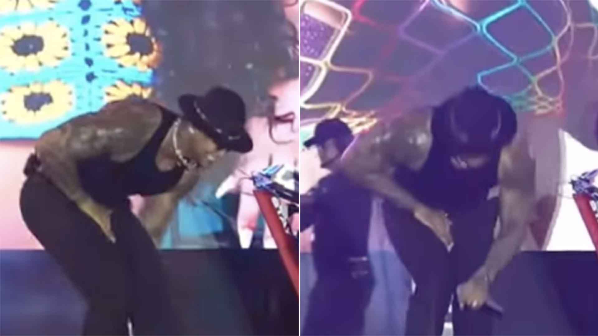VÍDEO: Léo Santana reage ao ser atingido em região sensível durante show