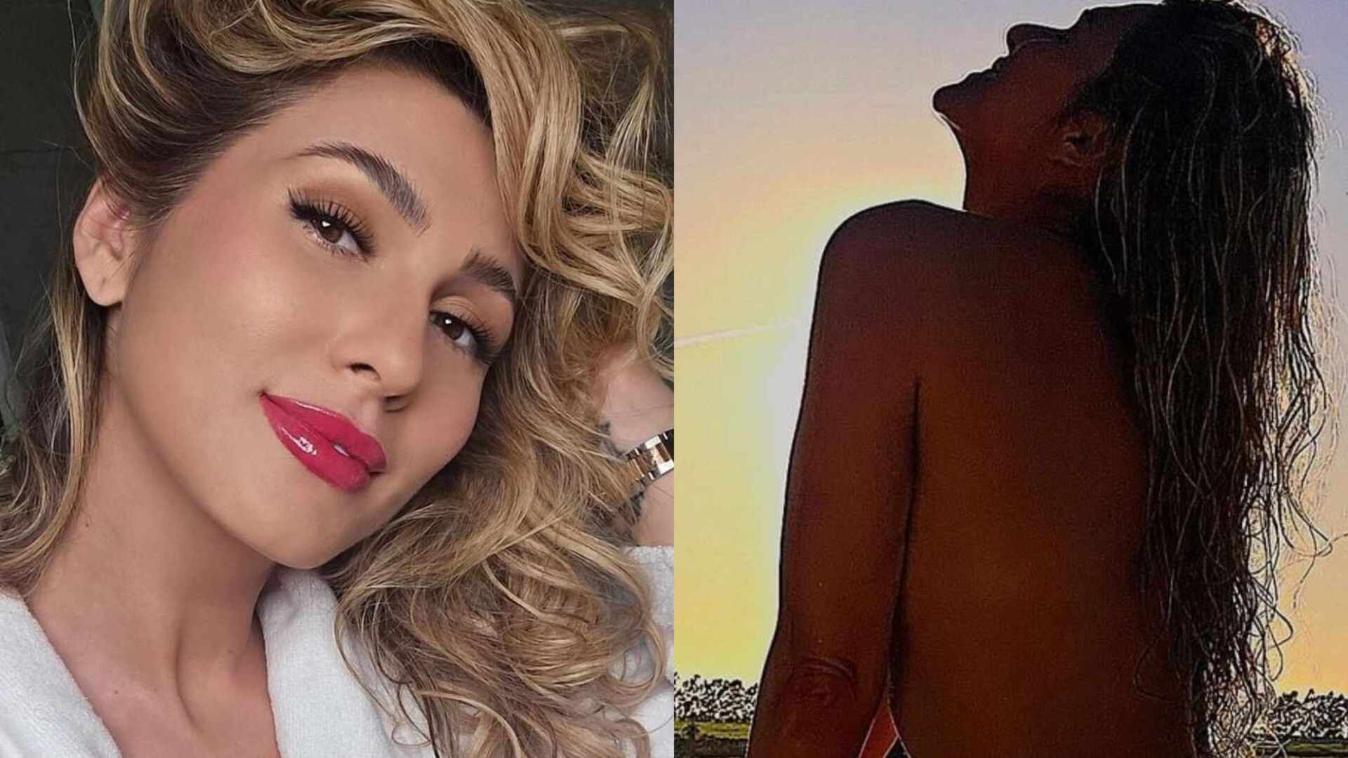 Lívia Andrade causa ao fazer topless na piscina: ‘Parece uma pintura’