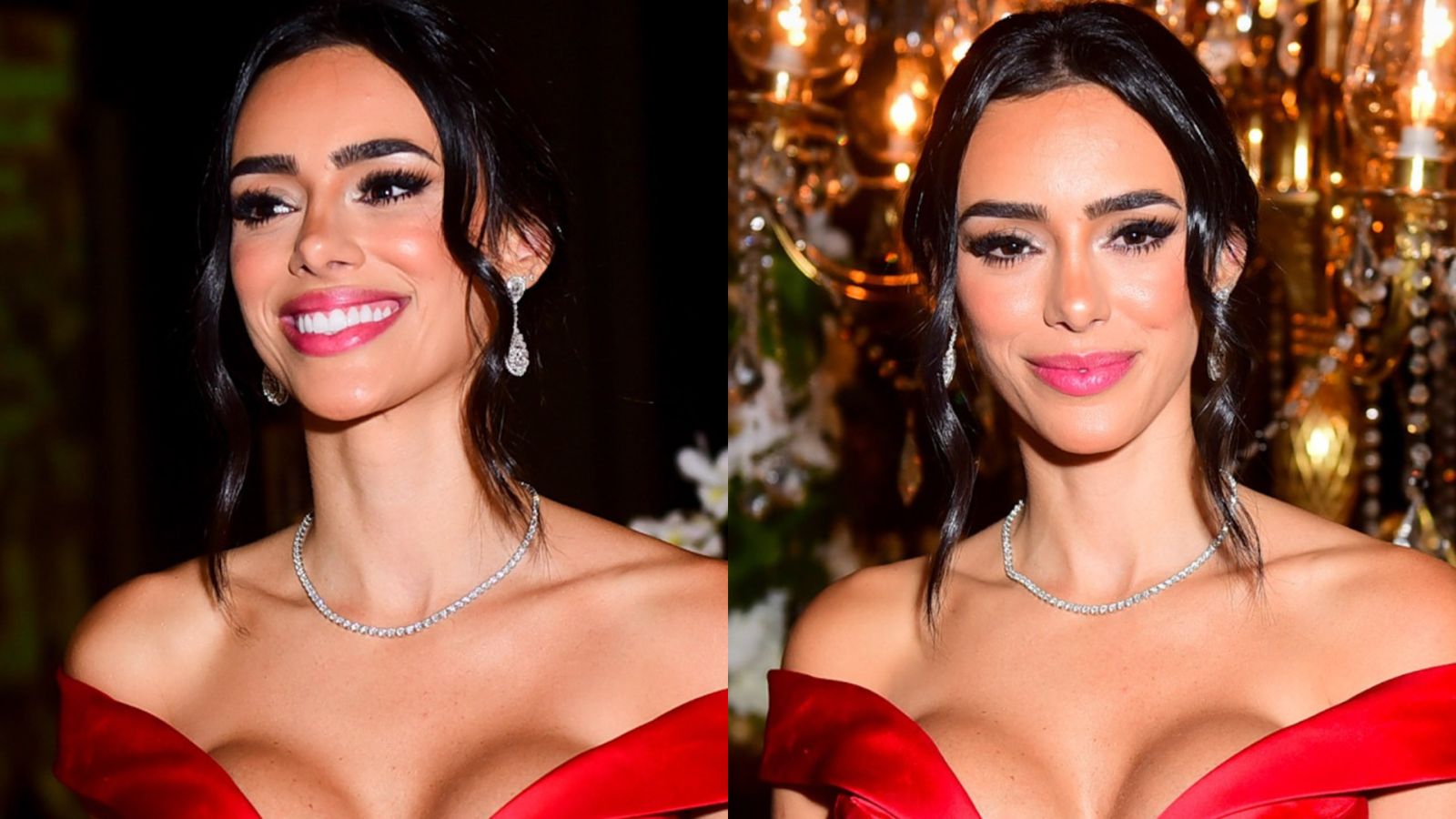 Bruna Biancardi chama atenção com decote profundo no leilão de Neymar Jr