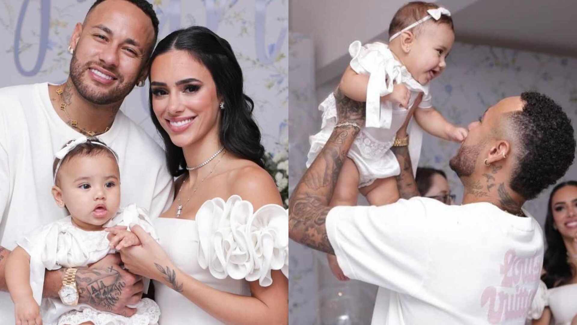 Neymar Jr. mostra fotos inéditas do batizado de Mavie; veja como foi