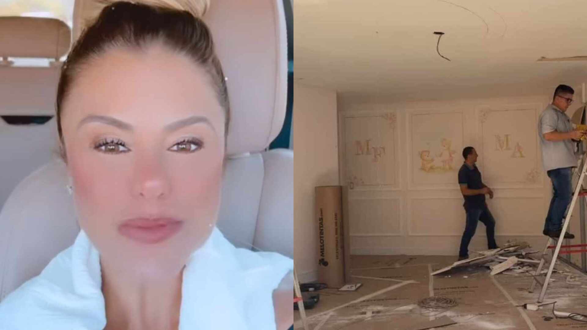 Poliana Rocha faz reforma no quarto das netas sem avisar Leonardo