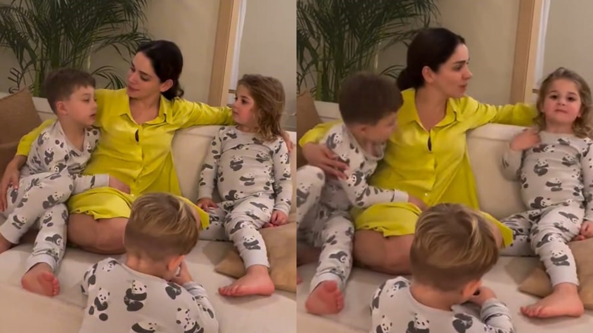 Sabrina Petraglia se despede dos filhos para gravar novela no Brasil: “Coração aperta”