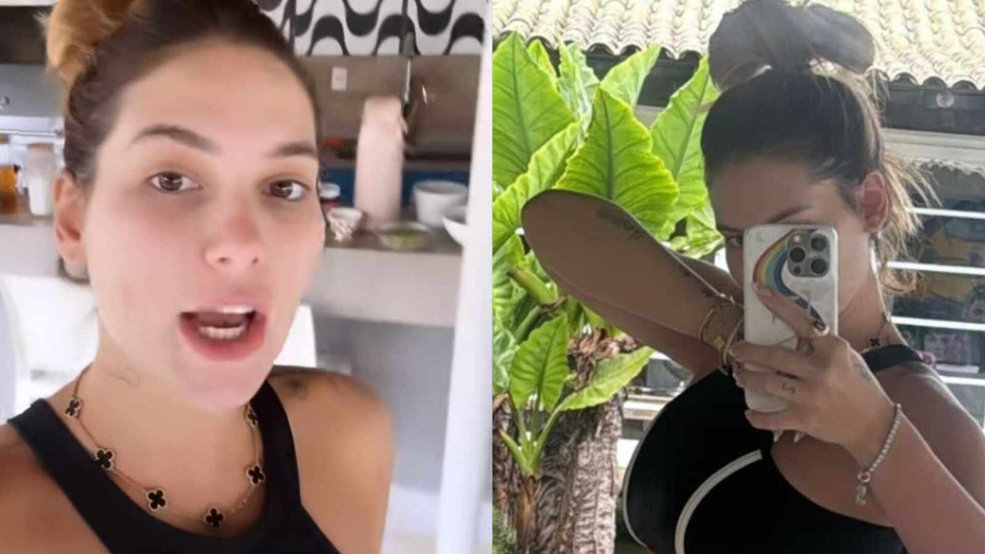 Virginia se surpreende com tamanho de sua barriga: ‘Tá grande’