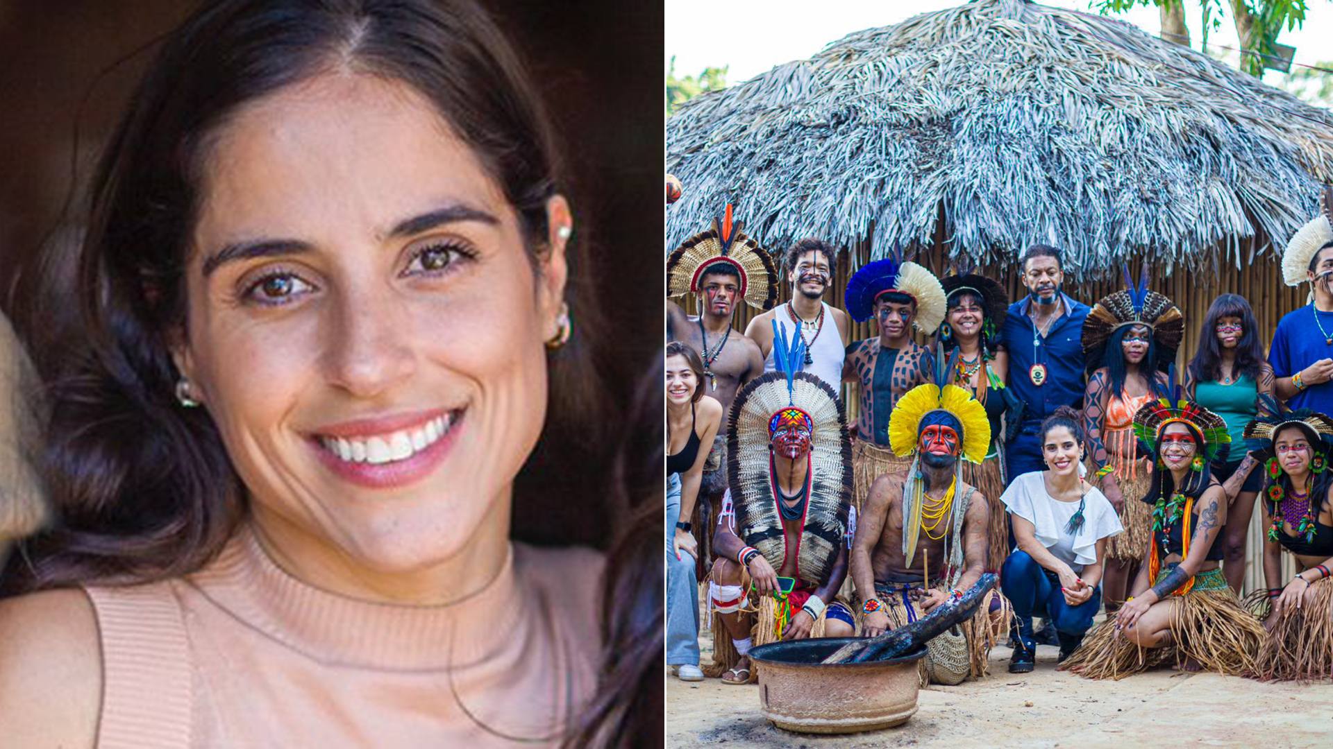 Camilla Camargo celebra gravação em aldeia indígena: ‘Afago na alma’