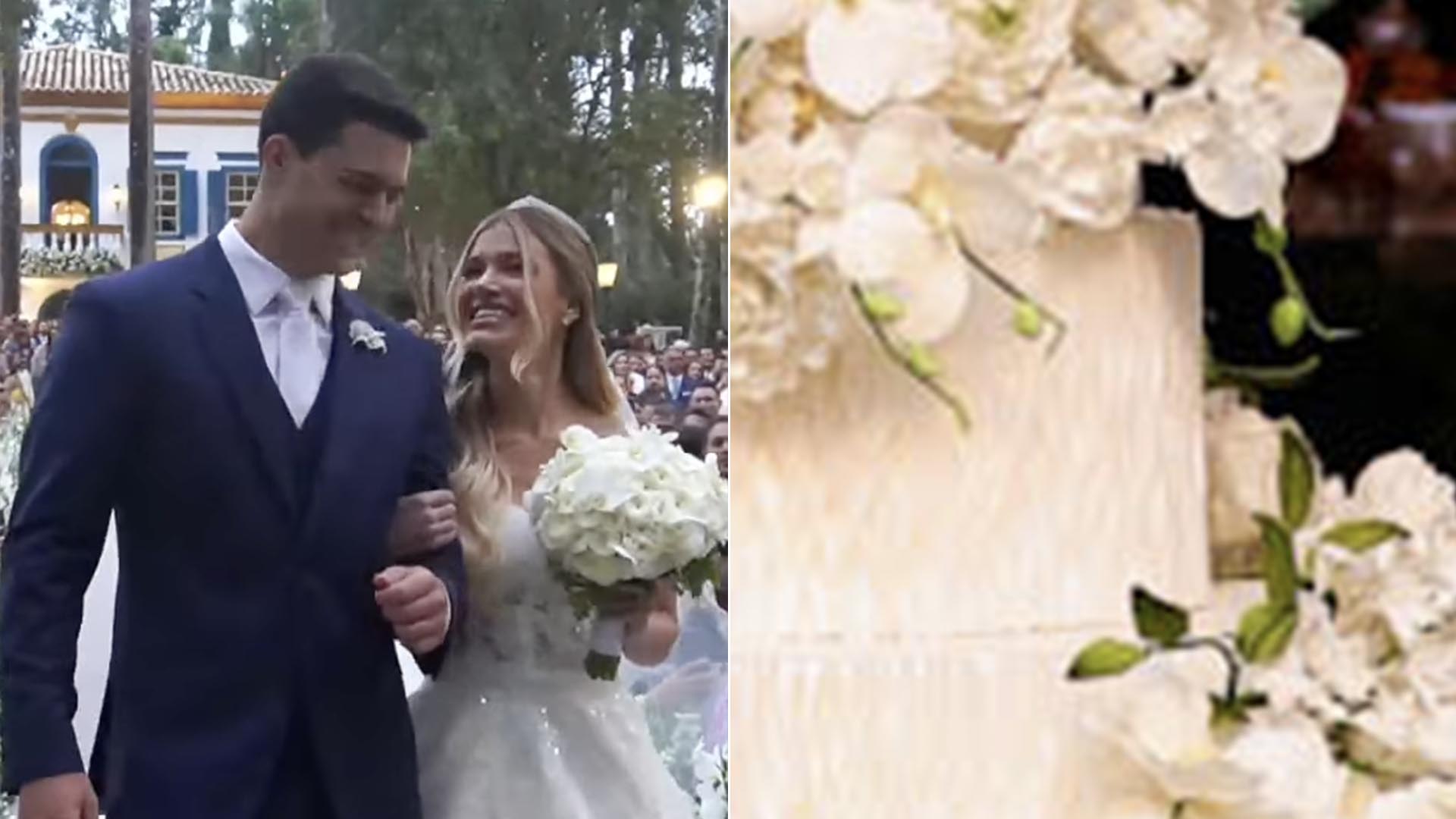 Veja o bolo de casamento do casal Luigi Cesar e Júlia Vieira