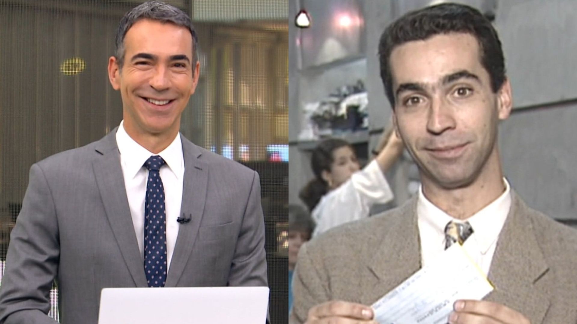 Cesar Tralli diverte ao rever reportagem inédita com 23 anos: ‘Menor’