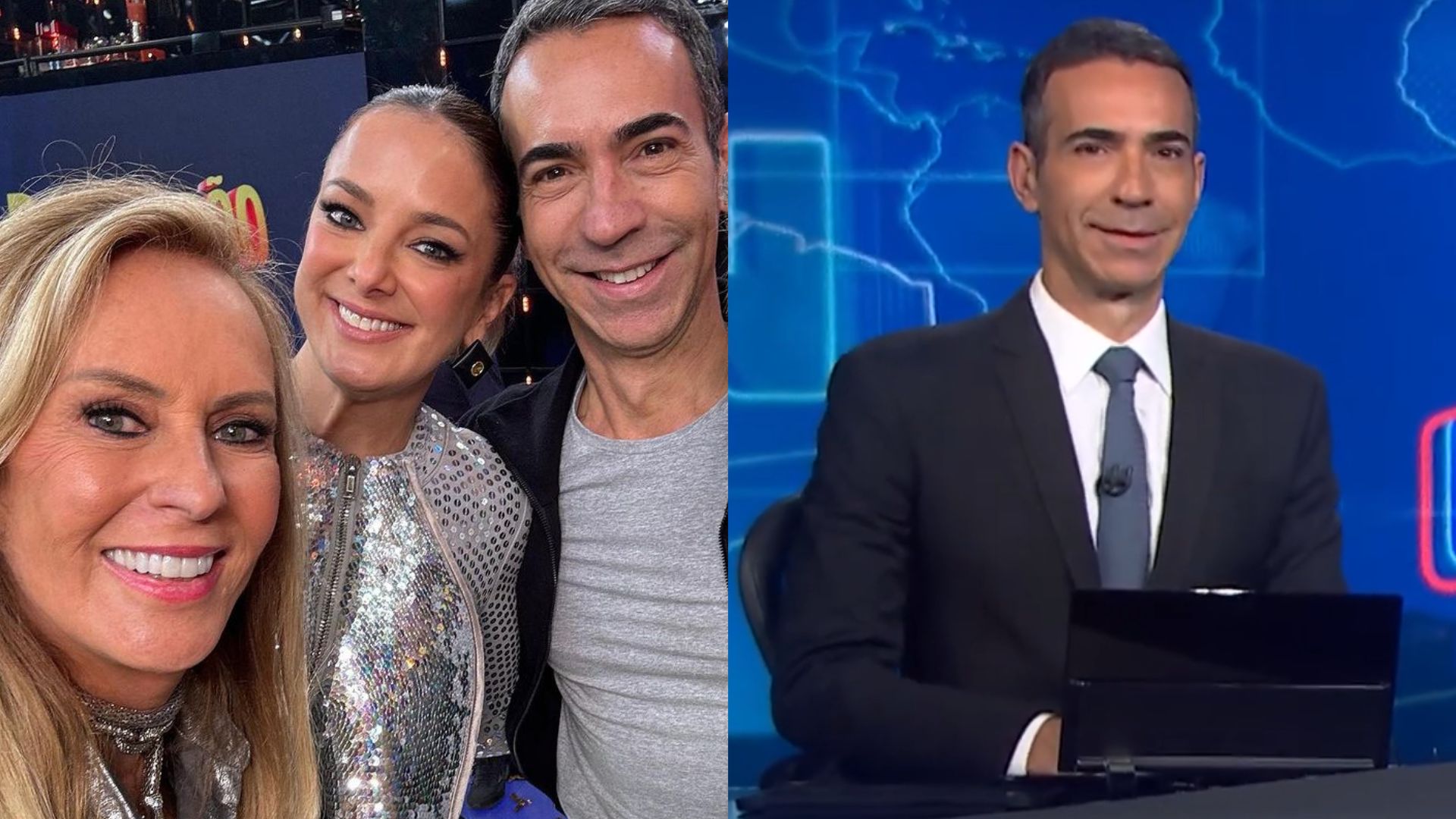 Helô Pinheiro elogia Cesar Tralli durante apresentação do ‘Jornal Nacional’
